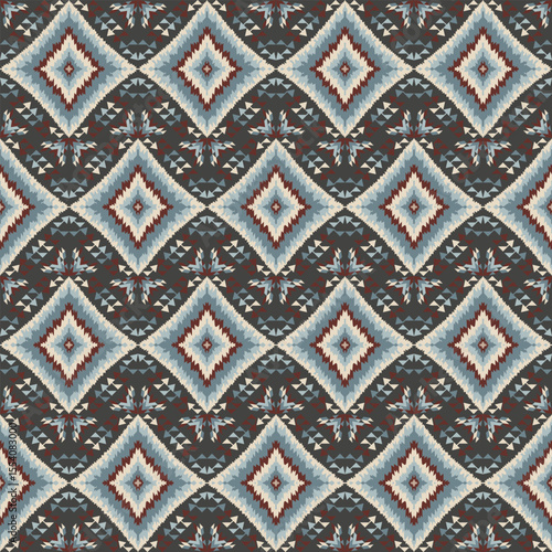 American tribal ethnic native pattern seamless.Traditional Navajo,Aztec,Apache,Southwest and Mexican style fabric pattern.Abstract vector motif pattern.For fabric,clothing,blanket,woven,wrap,decorate.