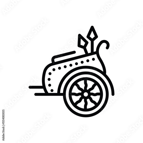 Black line icon for chariot