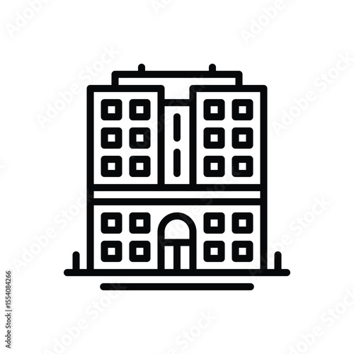 Black line icon for hotel