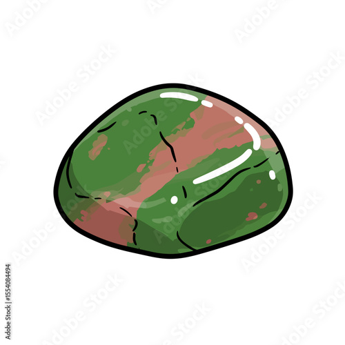 Unakite tumbled stone isolated on white background  