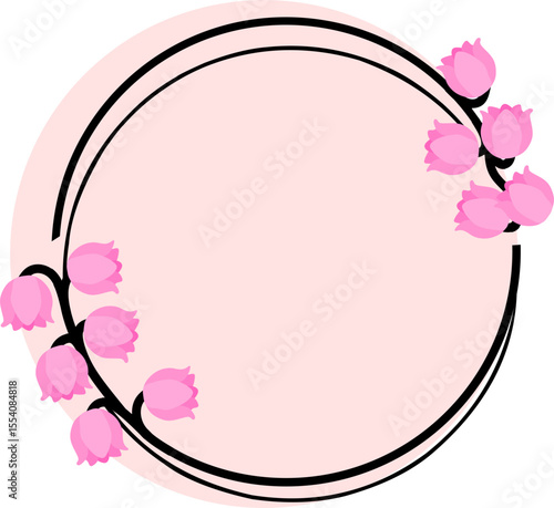 Pink Lily of the Valley Circle Frame Design