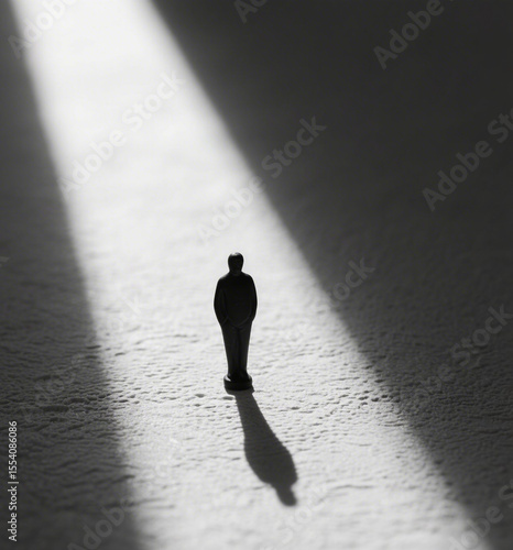 Silhouette of a man stands in a beam of light