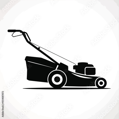 Lawn Mower Silhouette Side View Illustration