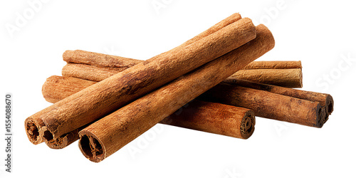 Murais de parede Aromatic cinnamon sticks isolated on transparent background