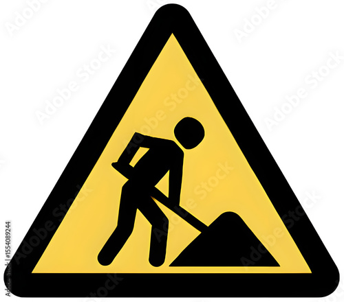 Construction Work Warning Sign, Triangular Yellow Caution Symbol png