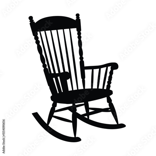 Elegant Rocking Chair Silhouette Isolated on White Background for Design Elements