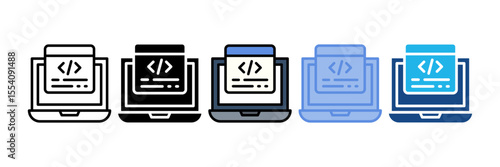 Laptop Code Icon Element For Design
