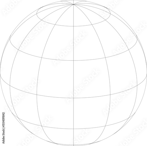 World map hemisphere graticule grid vector (Orthographic projection, 30 × 30 degree intervals, centered at 20° north)