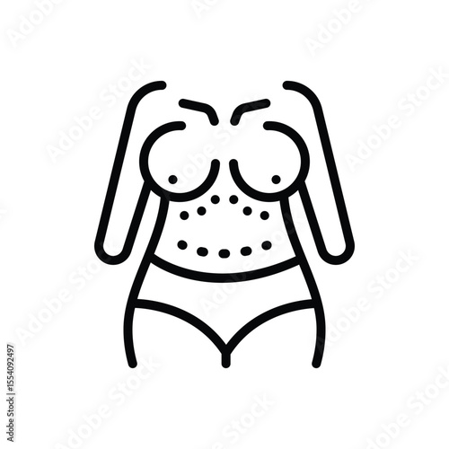 Black line icon for mammoplasty