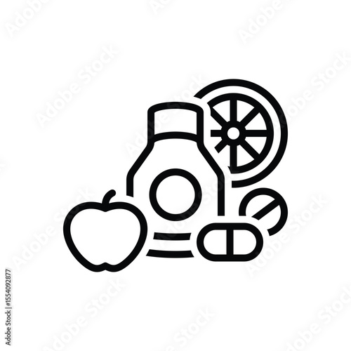 Black line icon for vitamins