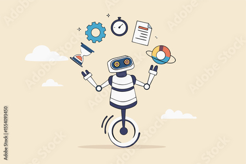 AI artificial intelligence to help productivity, innovation technology for work efficiency, automation or robotic assistance, smart assistance concept, AI robot expert help multitask or productivity.