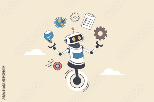AI artificial intelligence to help productivity, innovation technology for work efficiency, automation or robotic assistance, smart assistance concept, AI robot expert help multitask or productivity.