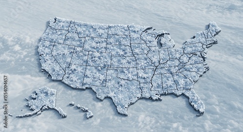 Wallpaper Mural Frozen America: A map of the United States encased in ice, showcasing state borders. Torontodigital.ca
