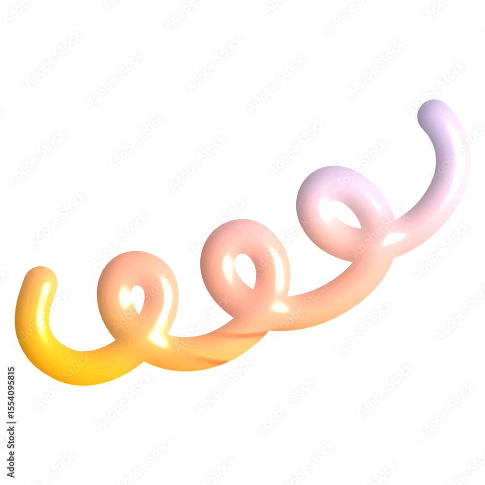 Obraz premium Cute 3D Spiral Loop Shape in Pastel Gradient on Transparent Background