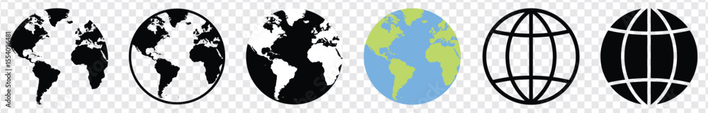 Obraz premium Planet icon set. Global map. Map symbol. international earth globe icon, World globe icon, Line vector. 
