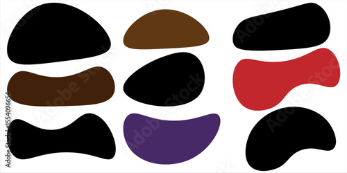 Hand drawn organic rectangle frames. Abstract doodle liquid shapes. Organic free flat blobs. Irregular fluid bubbles. Empty text box.