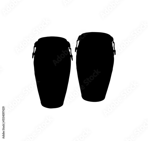 A pair of black silhouette conga drums, positioned side-by-side.