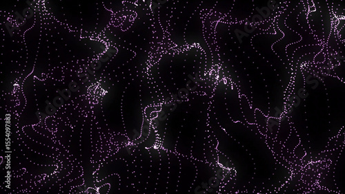 Abstract Purple Particle Waves Flowing on Black Background Creating a Dynamic and Energetic Visual This