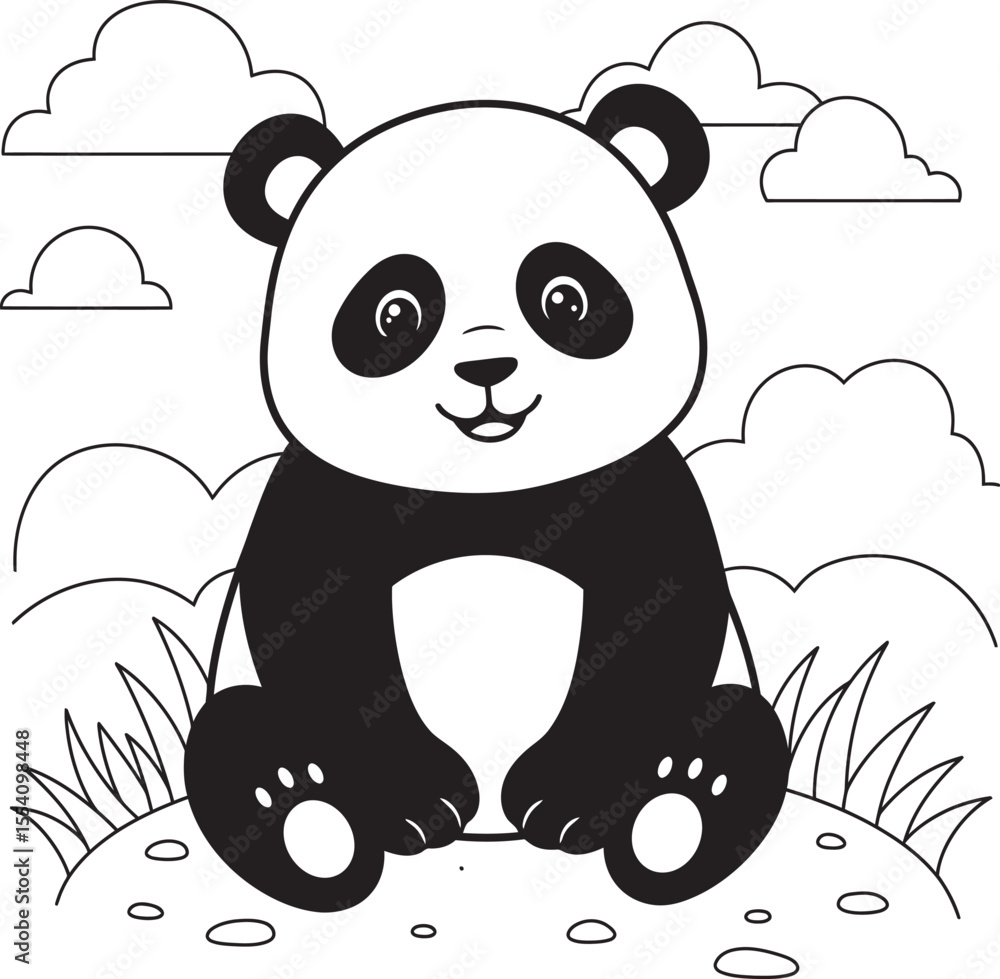 Obraz premium panda animal outline for coloring pages white color background 