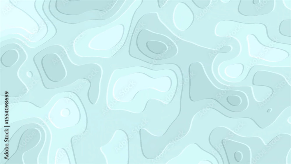 Fototapeta premium Light Blue Topographic Map Style Background with Subtle Shadows and Smooth Rounded Lines Creating a Modern Look