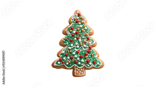 Wallpaper Mural a decorated christmas tree cookie on a white background Torontodigital.ca