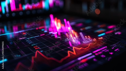 Wallpaper Mural Holographic 3-D Financial Report with Upward Charts.
 Torontodigital.ca