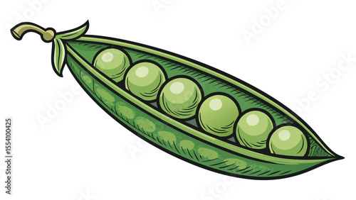 Pea Pod Icon – Flat Vector Illustration
