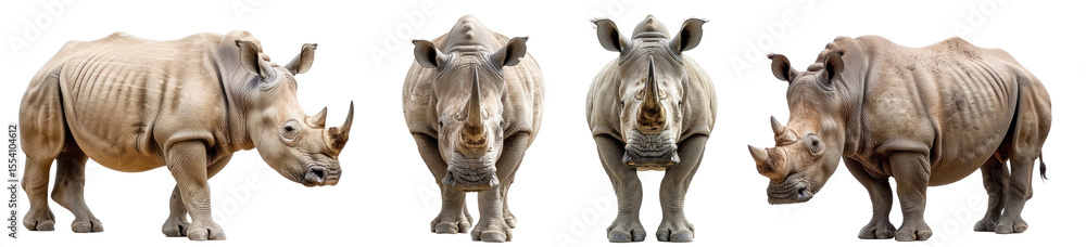 Fototapeta premium Rhinoceros full body isolate on transparent background