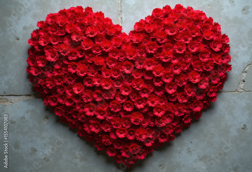 heart made of red flowers
