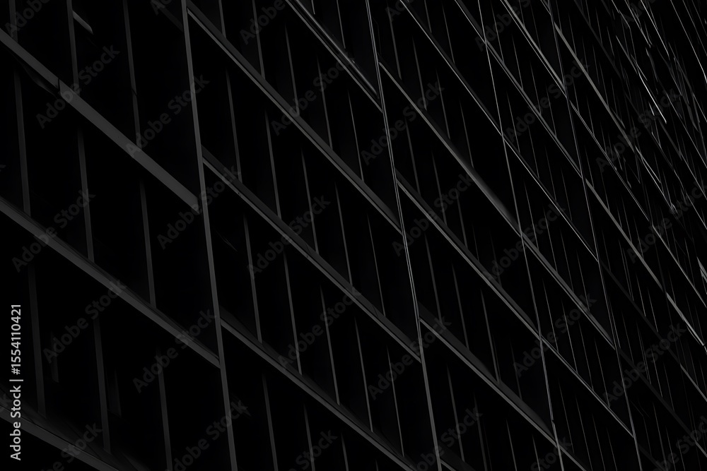 Geometric patterns of dark glass building facade creating a modern architectural perspective Geometric patterns of dark glass building facade creating a modern architectural perspective