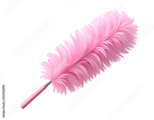  Flat vector illustration of pink feather duster in minimal style, isolated on transparent background PNG