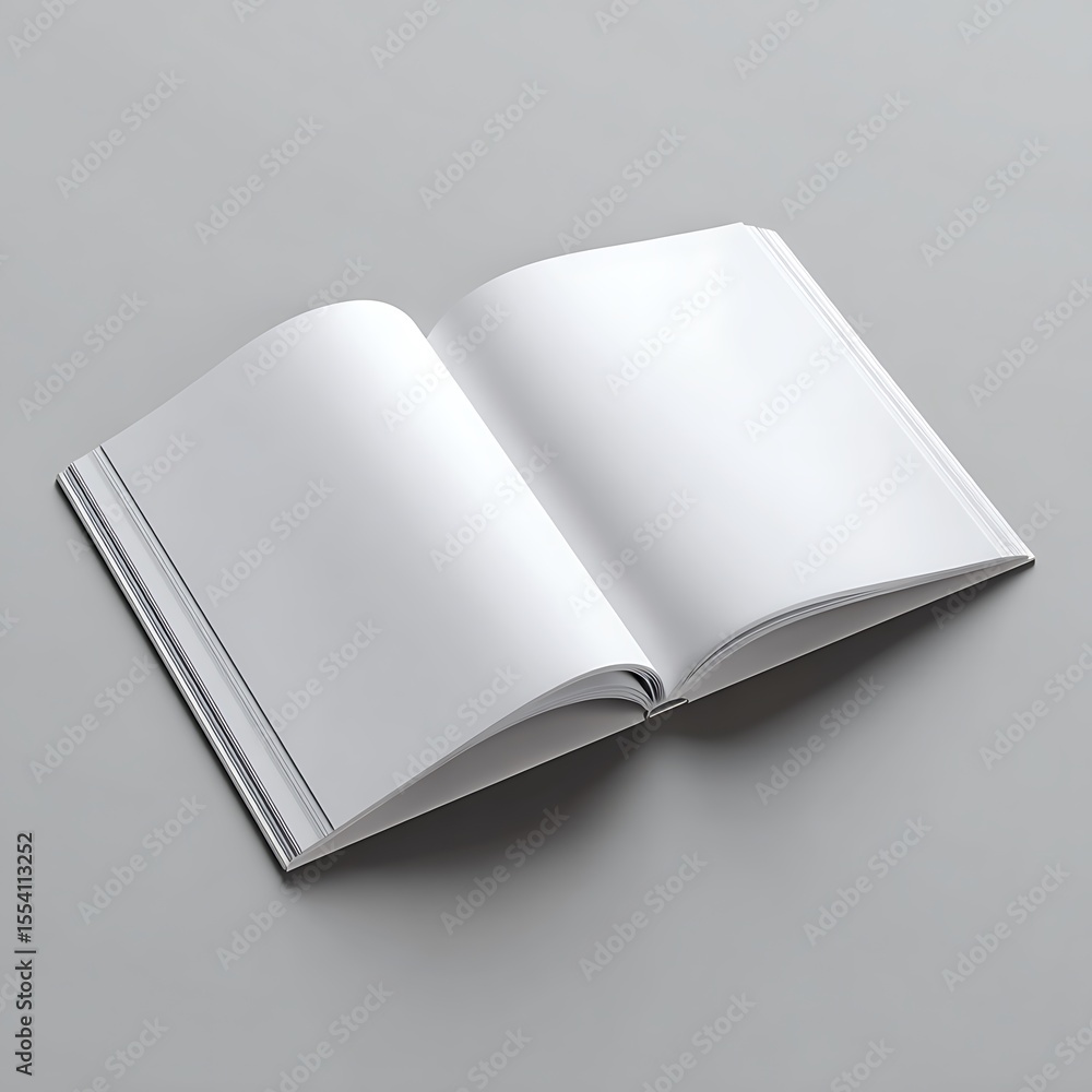 Open Blank Book or Magazine Mockup on a Grey Background Open Blank Book or Magazine Mockup on a Grey Background