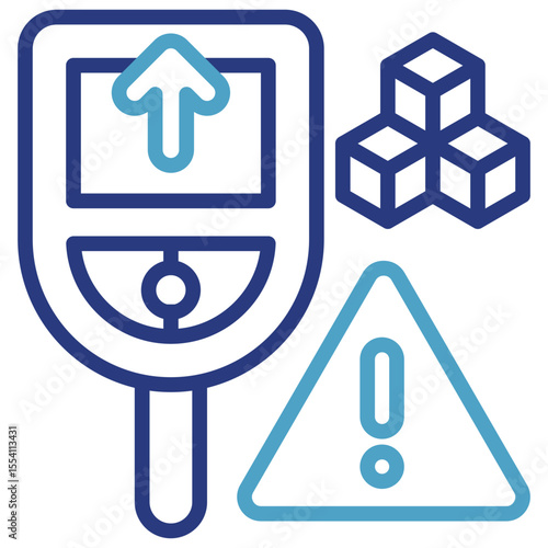 Sugar cube icon arrow up the importance of monitoring and managing blood sugar for people with hyperglycemia, which can cause various serious health problems, especially diabetes