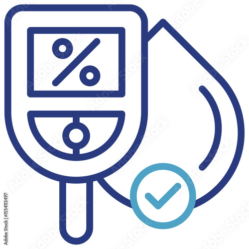 Blood drops on the glucometer display a percentage of the amount of blood sugar levels or something related to the medical world.