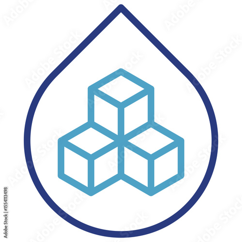 The line icon conveys blood containing the three cube sugar symbol conveying a prohibition message regarding the cause of sugar which causes disease.