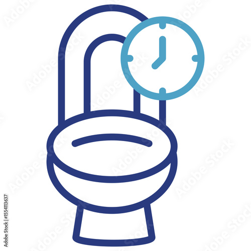 Bathroom toilet single icon and time to track fluids and urination frequency, helping users monitor hydration, blood sugar or kidney function.