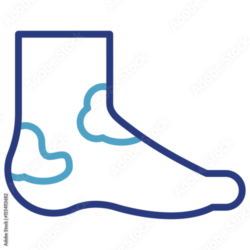 Single icon of an abnormal foot condition, such as swelling due to diabetes, inflammation, rash, sores, or other skin problems on the feet or ankles