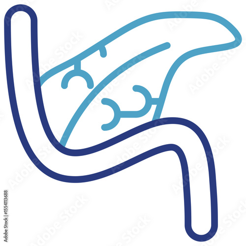 Liver or pancreas organ single icon for medical health, or educational materials, organic leaf shape can represent herbal medicines, natural remedies, or health support supplements.