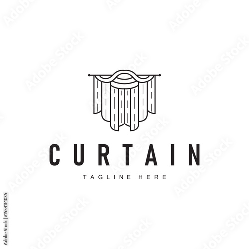 curtain logo design concept with a simple minimalist and elegant concept as a home decoration and product brand illustration template