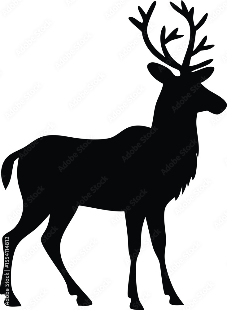 Obraz premium Horned Animals black Silhouette Deer Stage Moose Caribou with PNG, JPEG