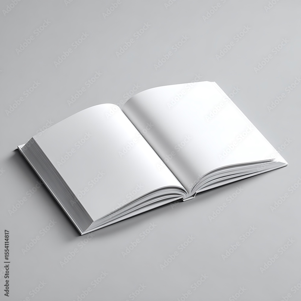 Open Blank Book or Magazine Mockup on a Grey Background Open Blank Book or Magazine Mockup on a Grey Background