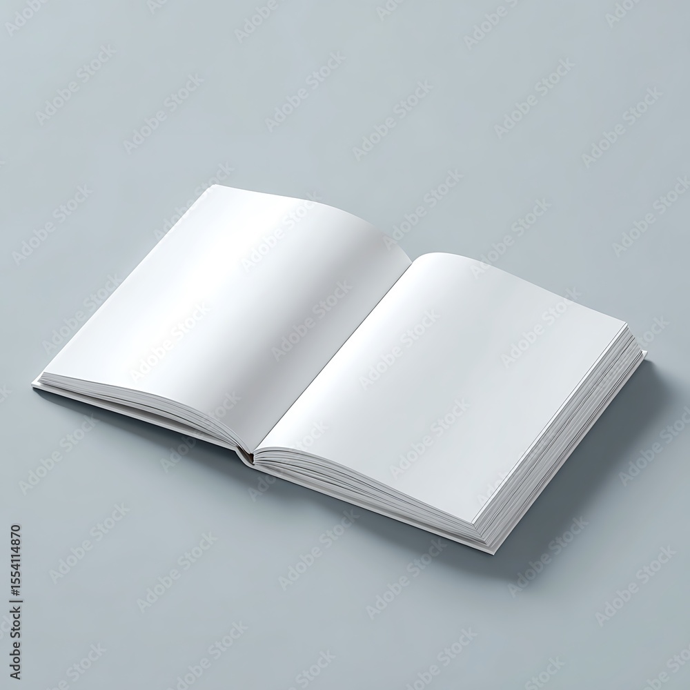 Open Blank Book or Magazine Mockup on a Grey Background Open Blank Book or Magazine Mockup on a Grey Background