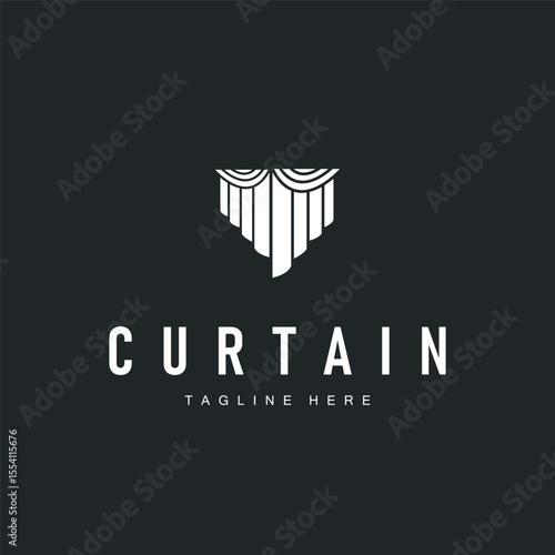 curtain logo design concept with a simple minimalist and elegant concept as a home decoration and product brand illustration template