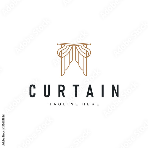 curtain logo design concept with a simple minimalist and elegant concept as a home decoration and product brand illustration template