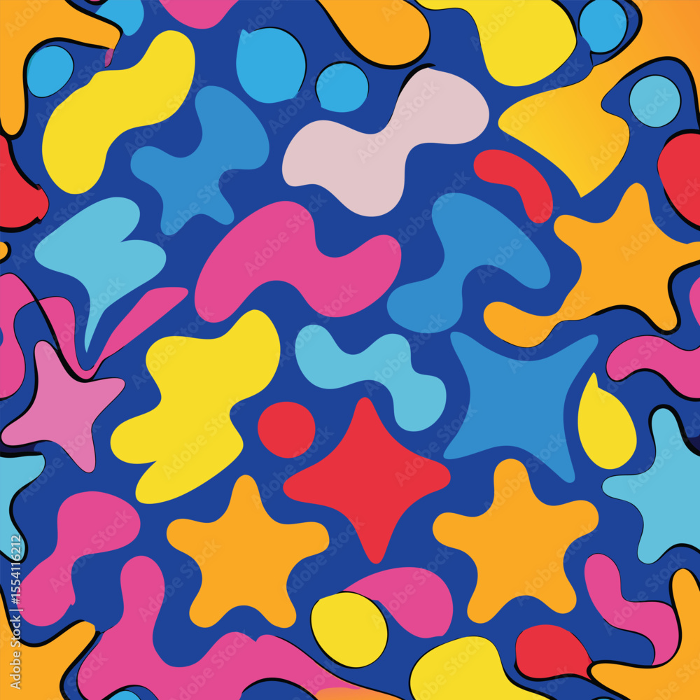 Colorful geometric pop art seamless patterns Colorful geometric pop art seamless patterns