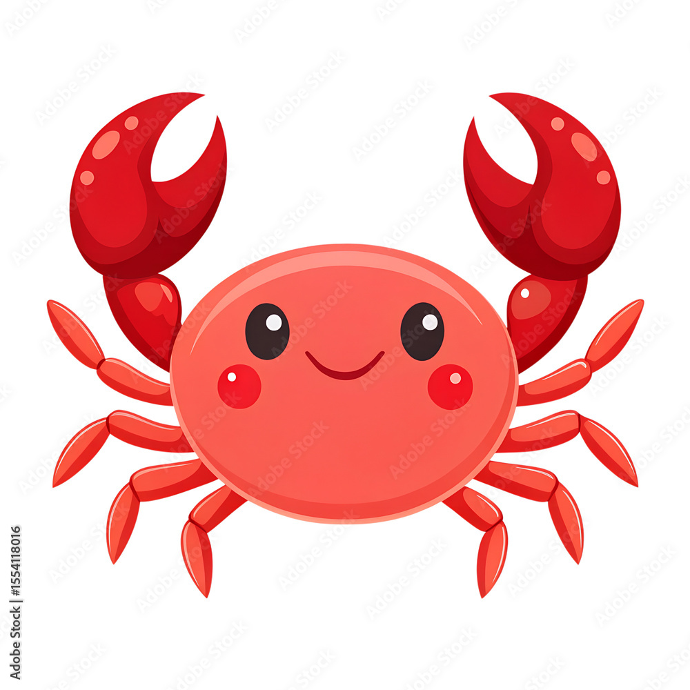 Fototapeta premium Cute cartoon crab illustration isolated on transparent background