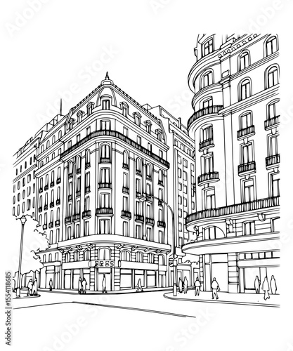 Line Art of Avenida de Mayo, Buenos Aires
