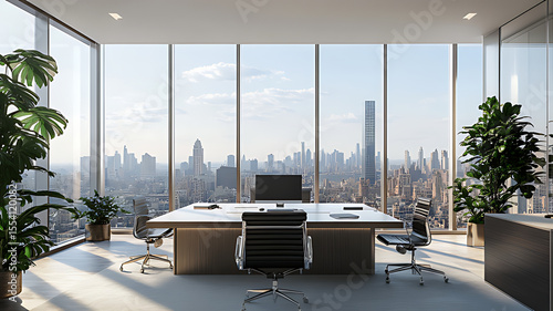 Central living room, luxury condominium or hotel Large luxury modern living room is depicted through .Bright living room with garden view

