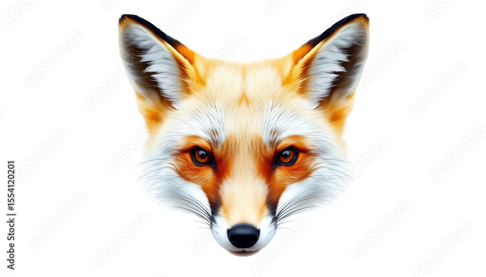 Fototapeta premium A captivating portrait of a fox, rendered with soft, textured strokes against a white background.