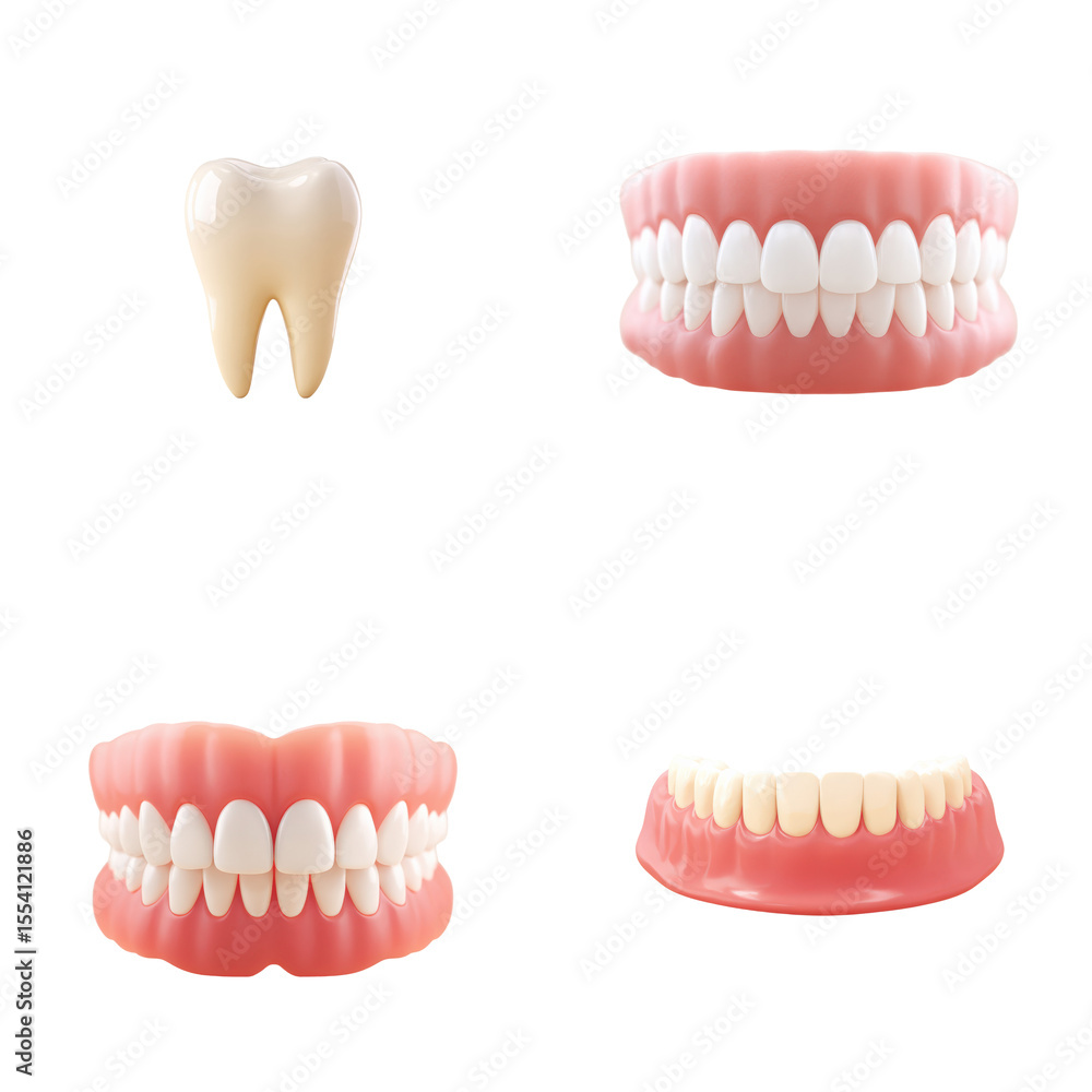 Obraz premium Dentures and Tooth: Dental Healthcare, Prosthetic Teeth, Artificial Tooth